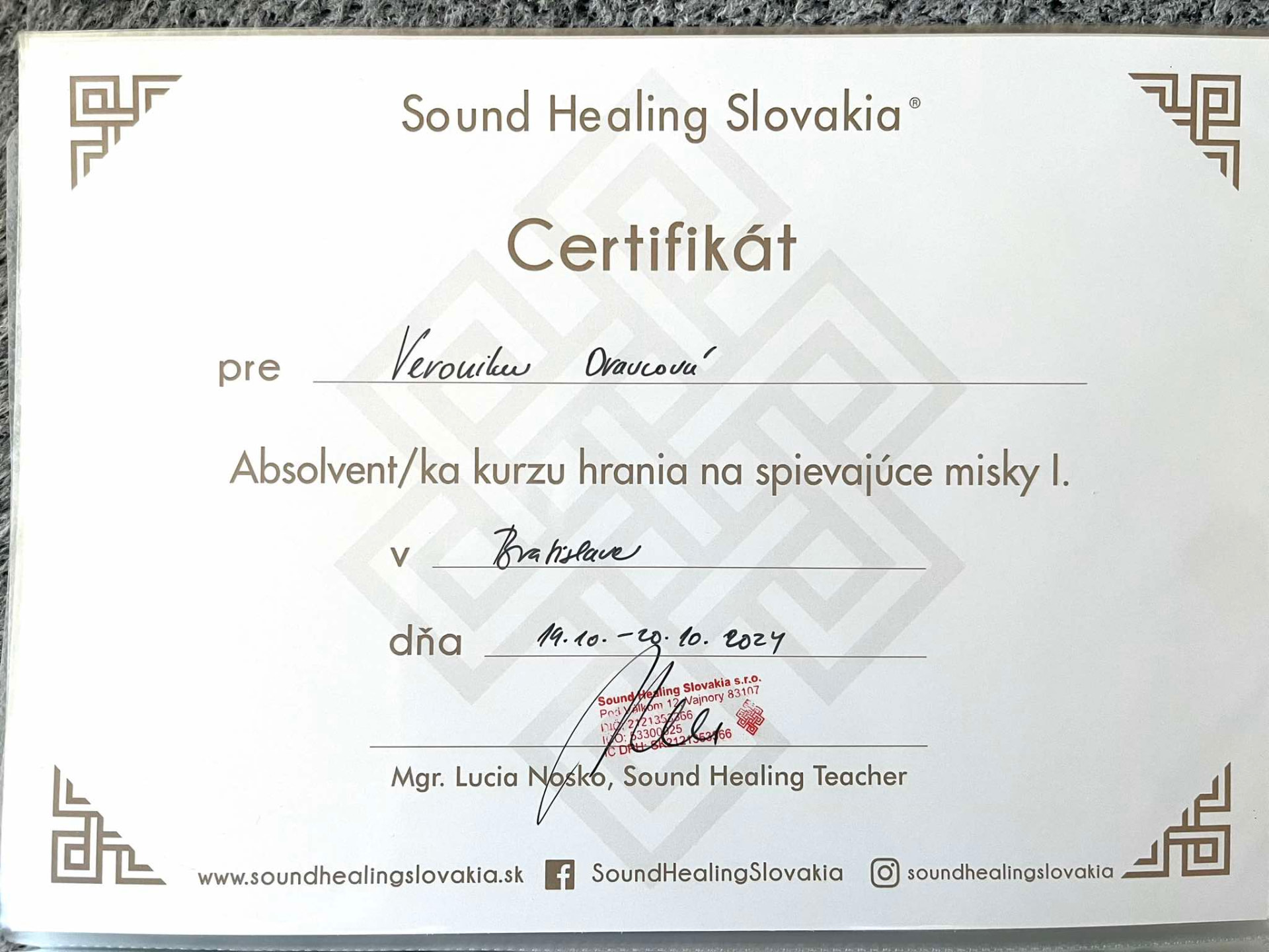 Kurz hrania na spievajúce misky I. - Sound Healing Slovakia, 2024
